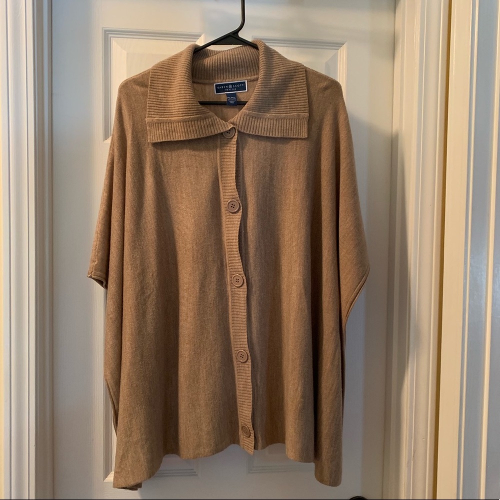 Button Sweater Poncho (Petite L/XL)
